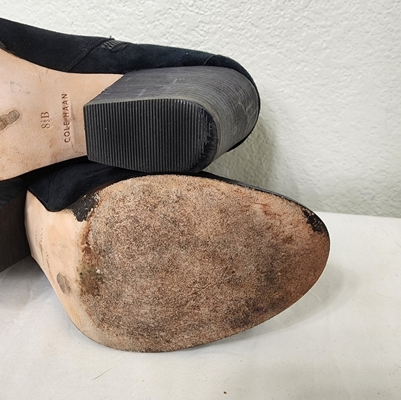 COLE HAAN MINNA BLACK SUEDE SIDE ZIP MINNA ANKLE BOOTIE SIZE 8.5 - Picture 9 of 16